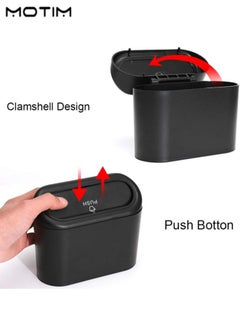 Motim 2 Pcs Car Trash Can Container, Mini Vehicle Trash Bin with Lid And 1 Pcs Car LED Ashtray, Portable Ashtray for Car, Detachable Stainless Steel Smokeless Ash Tray with LED Light  - Image 3