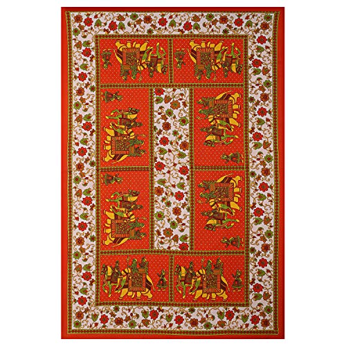 ART WORLD Queen Size Double Bed Sheet with Pillow Covers Pure Cotton Rajasthani Jaipuri Traditional Printed Bedcover (Orange, Queen) - Image 3