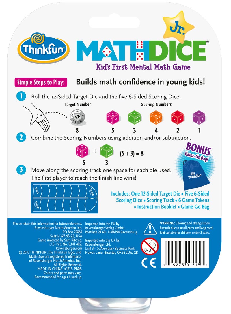 ThinkFun Math Dice Junior Game - Engaging Math Skills Builder | Perfect for Kids Aged 6+ | Aids in Mental Agility | Toy of the Year Nominee - Image 4