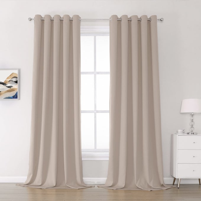 LIGHT BROWN CURTAINS 108 INCH LIGHT COFFEE COLOUR BLACKOUT CURTAIN PANELS FOR BEDROOM THERMAL INSULATED ROOM DARKENING SOLID WIDOW DRAPES GROMMET TOP 60WX108L 2 PANELS SET