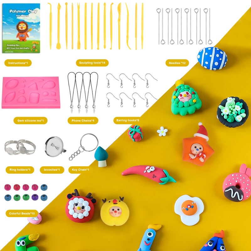 CiaraQ Polymer Clay Starter kit, Oven Bake Modeling Clay with Sculpting Tools, 60 Colors, 3.24 lb - Image 3