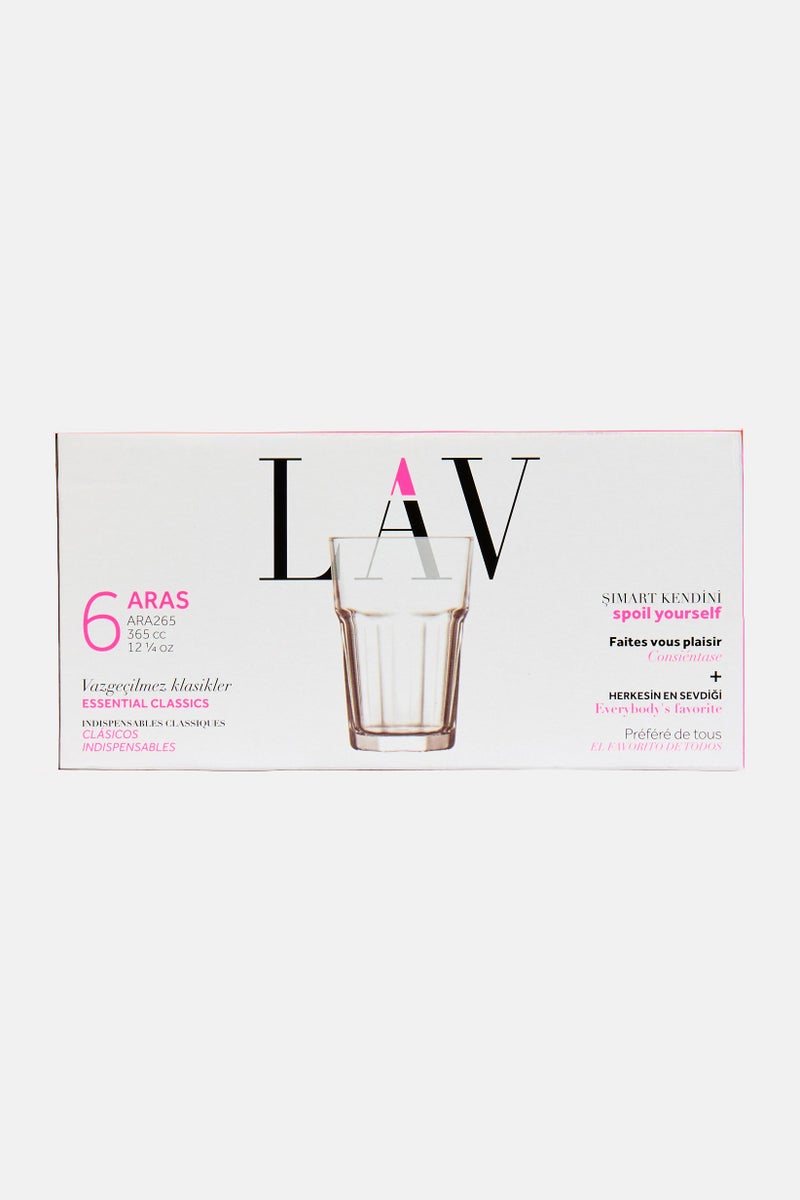 LAV 6 Pieces Aras Highball Glass Set, Transparent - Image 3