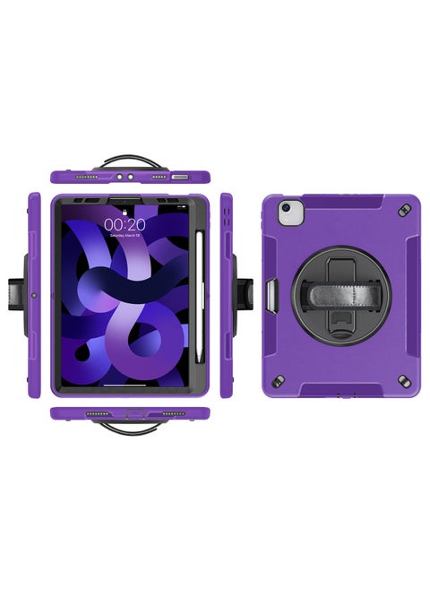 Applicable Ipad Protective Case Ipad10.9-inch Samsung Lenovo Universal Handheld Drop-resistant Protective Case With Pen Slot In Stock-Color:Black + Purple-Applicable Model:Suitable For Ipad 10 Generation 10.9 Pen With Model
