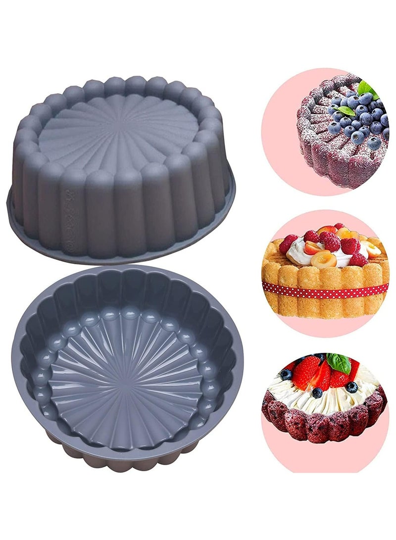قالب كعكة شارلوت السيليكون المستدير غير القابل للالتصاق - قابل لإعادة الاستخدام للتشيز كيك والبراوني والتورتة والفطائر - Image 2