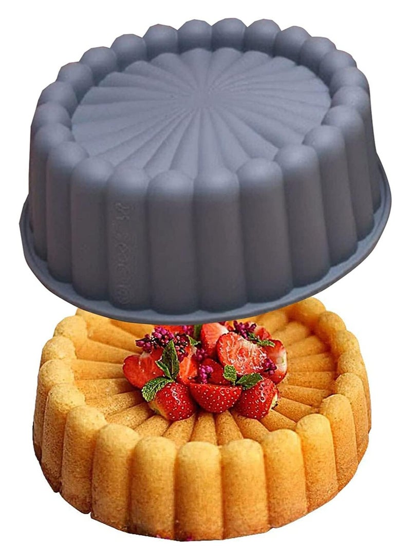 قالب كعكة شارلوت السيليكون المستدير غير القابل للالتصاق - قابل لإعادة الاستخدام للتشيز كيك والبراوني والتورتة والفطائر - Image 1