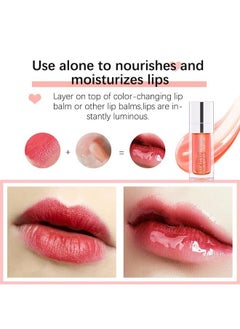 Gecomo Plumping Lip Oil Hydrating Gloss Tinted Lip Balm Transparent Lip Care Big Brush Head Glitter Shine Long Lasting Nourishing Nonsticky Fresh Texture (Raspberry) 0.2 Oz  - Image 4