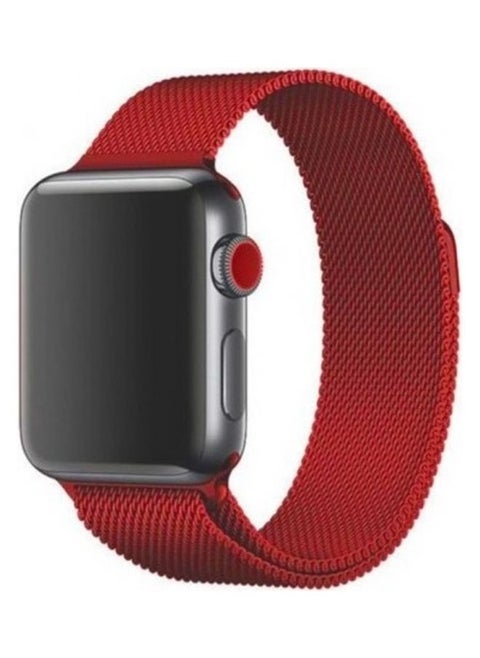 Stainless Steel Milanese Loop Mesh Band for Apple Watch 7/6/SE/5/4/3/2/1 42mm/44mm/45mm Red