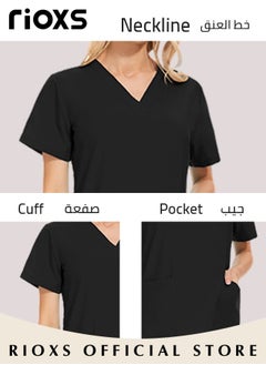 RIOXS Unisex Medical Uniform Scrubs for Women And Men Scrubs Set Medical Scrubs Short Sleeve Top and Pants  - Image 4
