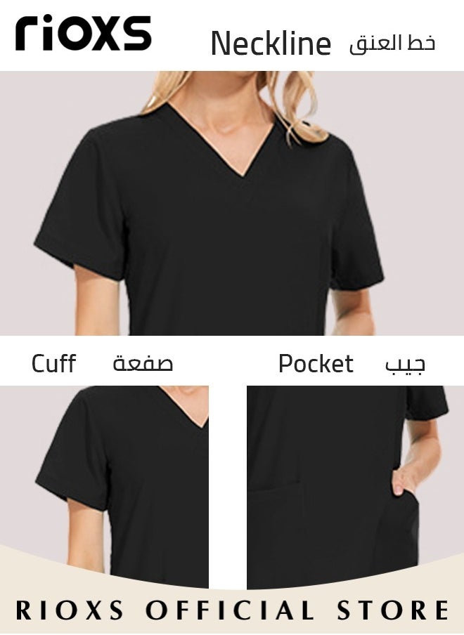 RIOXS - Unisex Medical Uniform Scrubs for Women And Men Scrubs Set Medical Scrubs Short Sleeve Top and Pants - Image 1