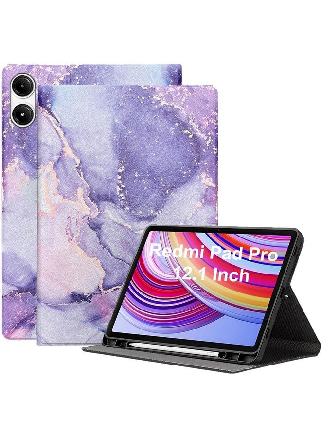 ProElite Book Cover Case for Redmi Pad Pro 12.1 inch Cover, Smart flip case Book Cover for Redmi Pad Pro 12.1 inch Tablet with Pen Holder [Support Auto Sleep Wake Feature], Marble Purple - Image 1