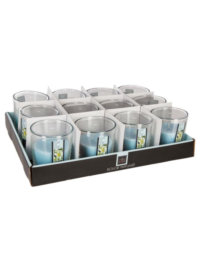 اتموسفيرا شمعة نينا طويلة الأمد برائحة زهرة تياري، زجاج أزرق، 90 جم - Image 3