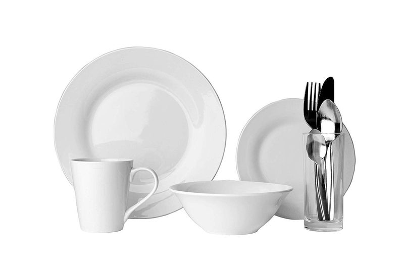 Sabichi 9pc Dining Starter Set  Elegant Porcelain Dinner and Crockery Set  Ideal for Students University and FirstTime Buyers  Plates and Bowls Set for 1