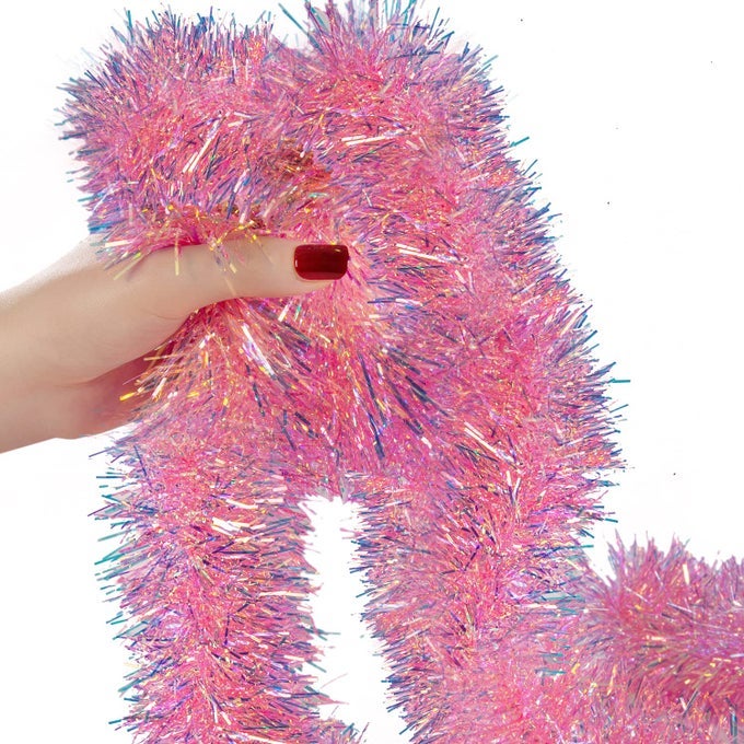 TINSEL GARLAND CHRISTMAS ORNAMENTS PREMIUM POLAR LIGHT FILM GARLANDS FOR DECORATION MULTIPLE COLORS REFLECTIVE CHRISTMAS PARTY DECOR
