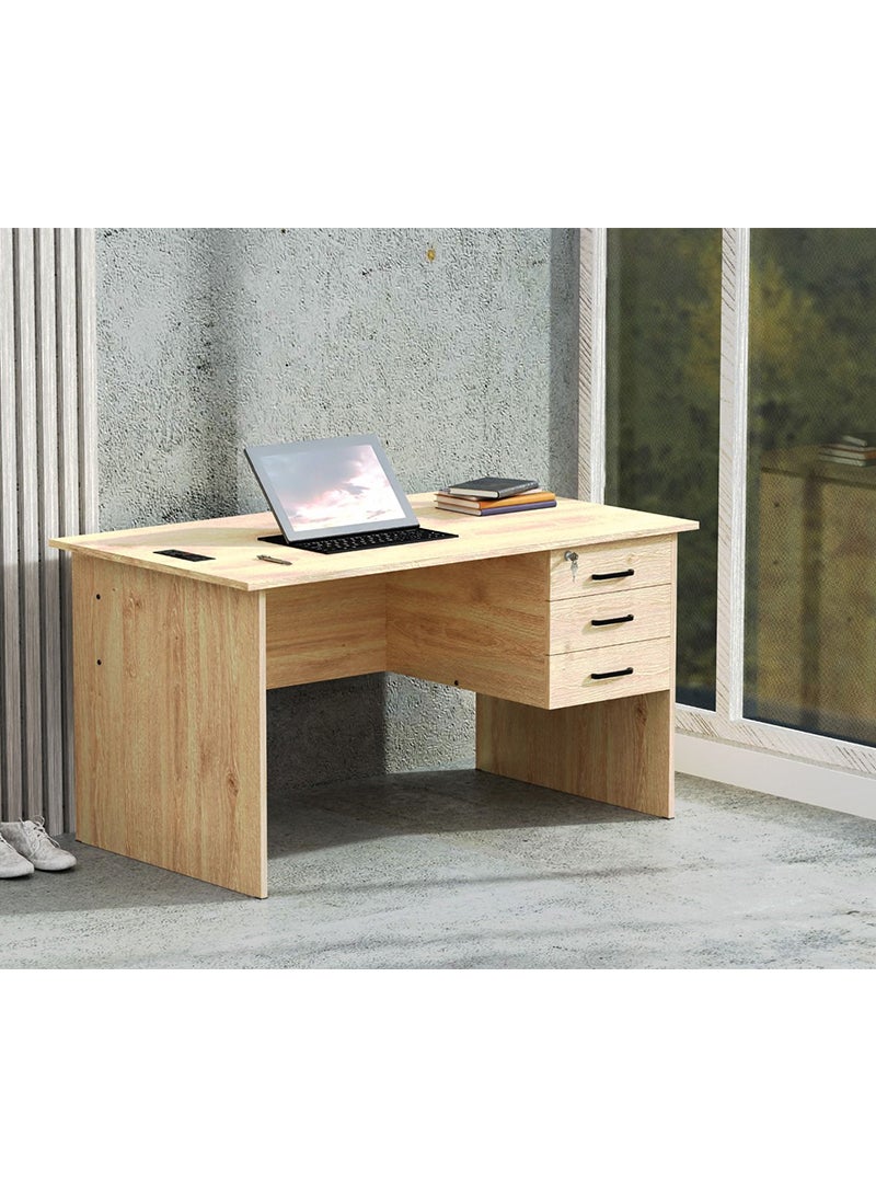 Mahmayi Mahmayi MP1 160x80 Writing Table with Hanging Pedestal - Oak with Black BS01 Desktop Socket with USB AC Port for Office, Home, and Meeting Room 17 cm  - Image 4
