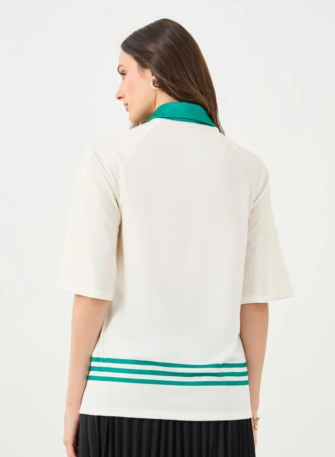 Styli Styli Striped Stretch Knit Polo Top