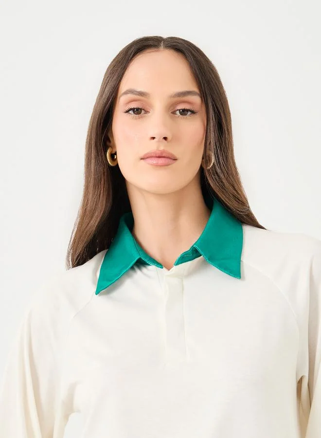 Styli Styli Striped Stretch Knit Polo Top