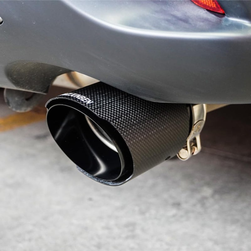 FAIZJUNBEN Carbon Fiber Exhaust Tip Muffler, 2.5" Inlet 3.5" Outlet Tail Pipe for 61-63mm Car Exhaust Pipe - Image 2