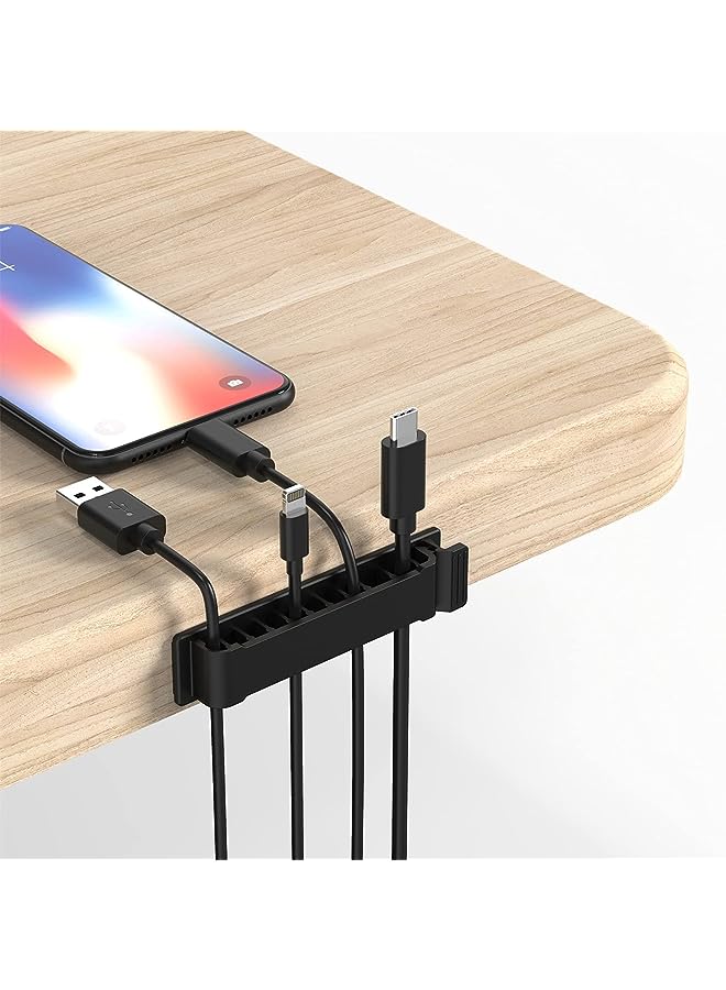 PROMASS Clips, 3 Pack Self Adhesive Cord Holders, 10 Slots Cord Organizer Charger Cable Management for Car, Office Desk, Home Cable Management (Black) - Image 1