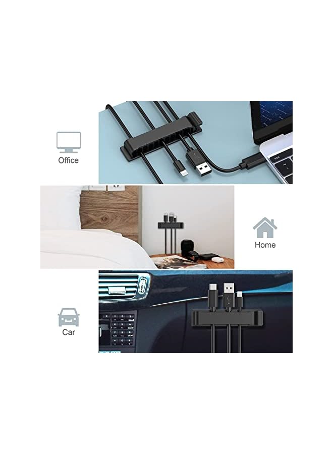 PROMASS Clips, 3 Pack Self Adhesive Cord Holders, 10 Slots Cord Organizer Charger Cable Management for Car, Office Desk, Home Cable Management (Black) - Image 5