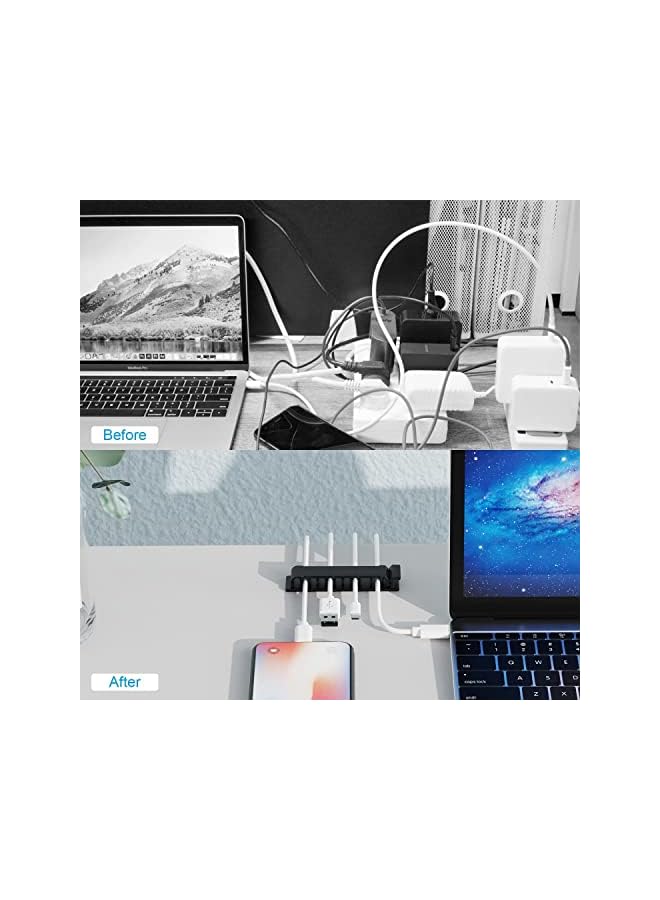 PROMASS Clips, 3 Pack Self Adhesive Cord Holders, 10 Slots Cord Organizer Charger Cable Management for Car, Office Desk, Home Cable Management (Black) - Image 3