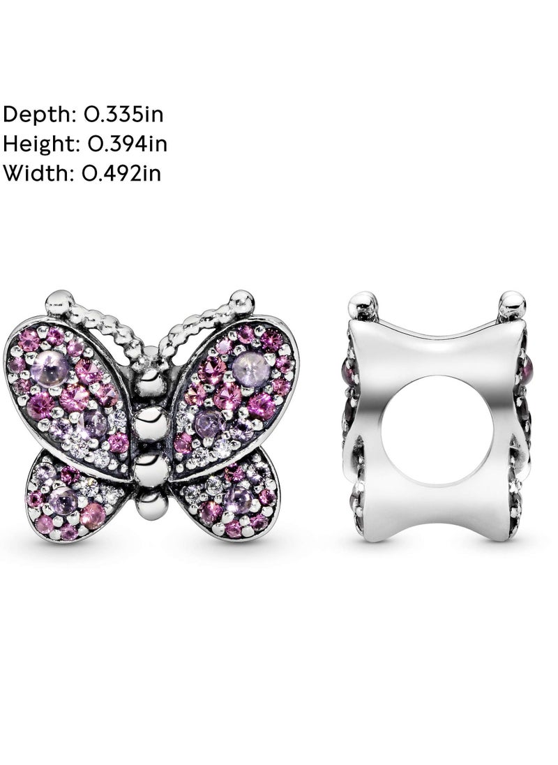 Generic - Pandora Pink Pave Butterfly Pendant - Made of Sterling Silver and Cubic Zirconia - Image 1