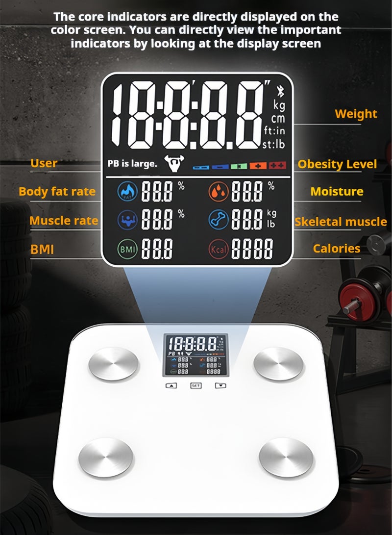 Smart Bluetooth Body-Fat Scale – 13-Metric Fitness Monitor with App Sync, Tempered Glass, Multi-User for Home Use - Image 3