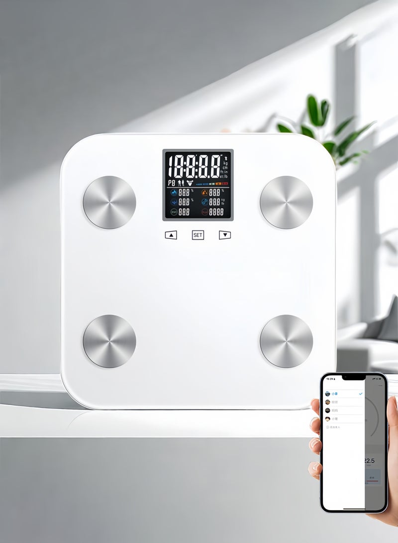 Smart Bluetooth Body-Fat Scale – 13-Metric Fitness Monitor with App Sync, Tempered Glass, Multi-User for Home Use - Image 1