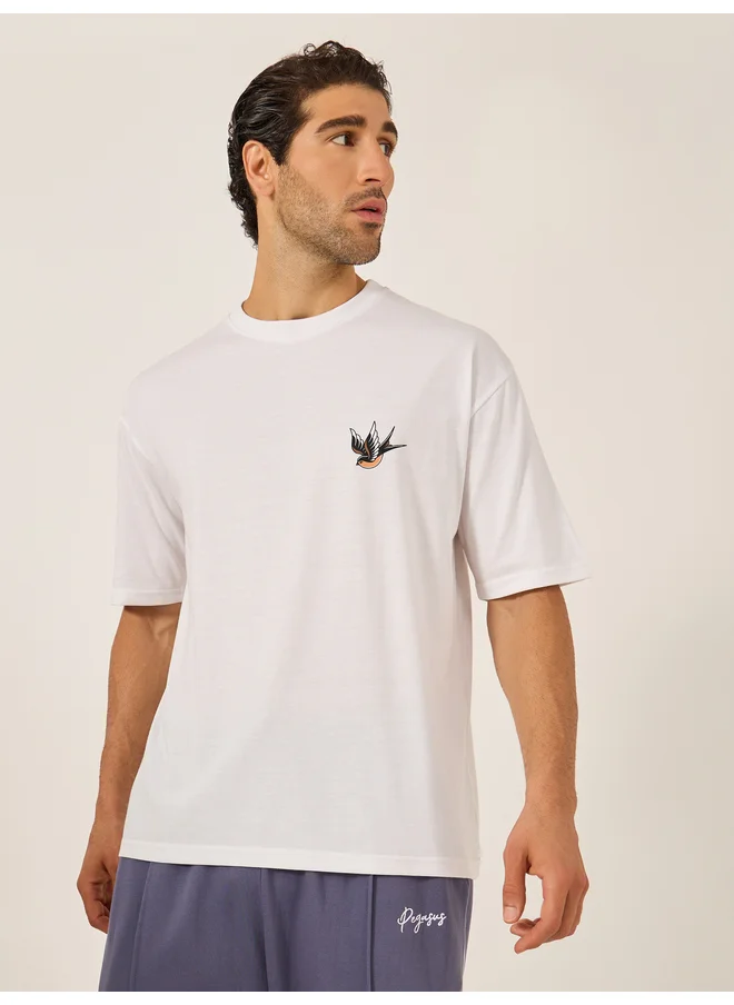 ستايلي Styli Minimal Graphic Print Short Sleeve Oversized T-Shirt