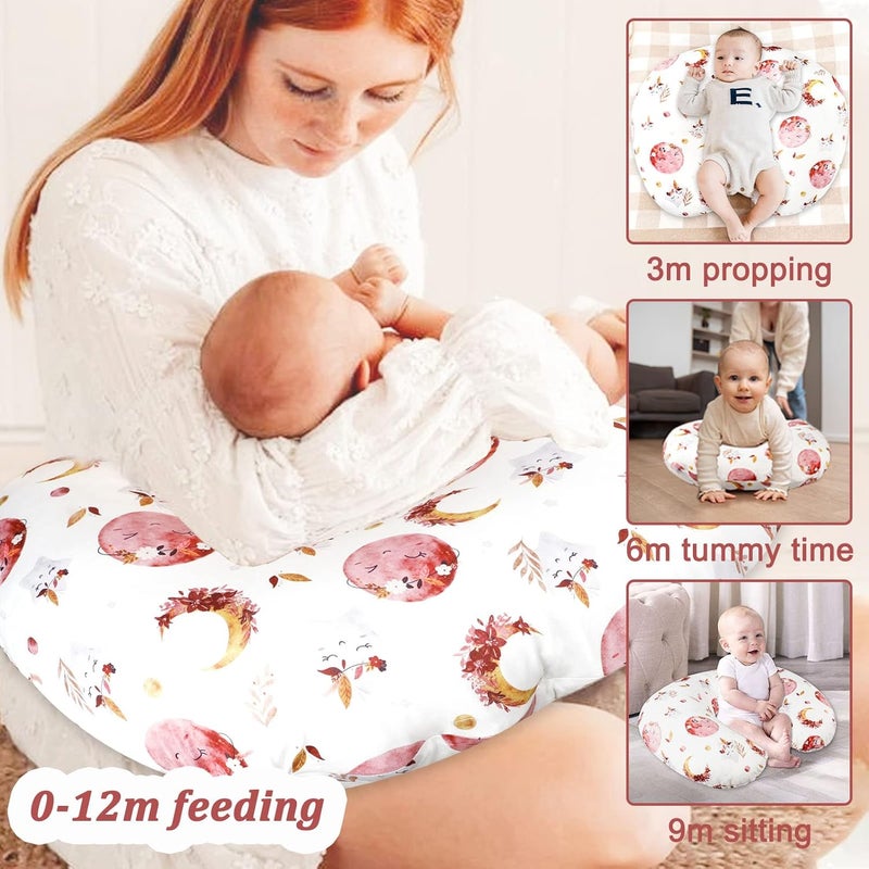 Jundetye Baby Nursing Pillow Cover Removeable Breastfeeding Pillow Slipcover Nursing Pillow Case for Newborn Boys Girls Soft Fabric Fits Snug On Infant Washable  Breathable Moon Star - Image 5