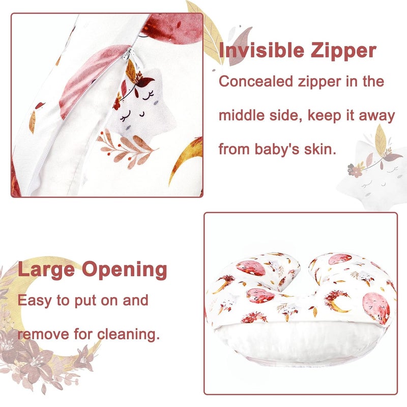 Jundetye Baby Nursing Pillow Cover Removeable Breastfeeding Pillow Slipcover Nursing Pillow Case for Newborn Boys Girls Soft Fabric Fits Snug On Infant Washable  Breathable Moon Star - Image 4