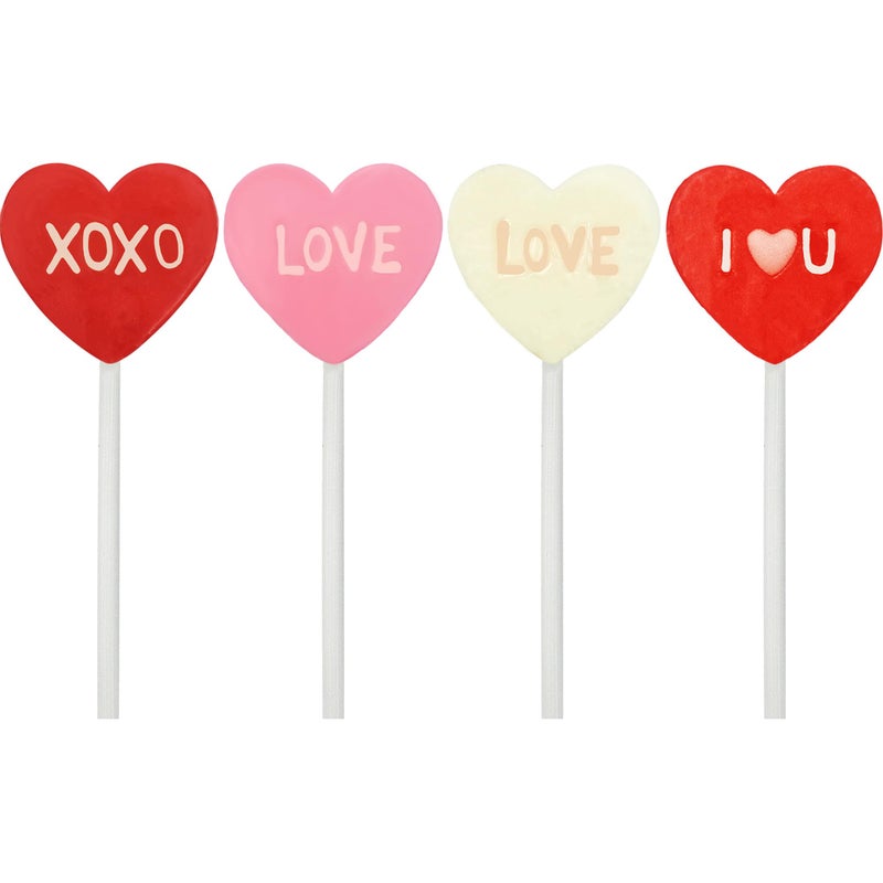 Fruidles Valentine's Lollipop Sucker, Red Lips, Be Mine & Love You Heart Suckers, Individually Wrapped (24-Pack) - Image 1