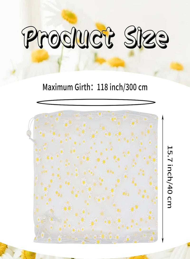 GGOOT Adjustable Bird Cage Cover,  Bird Cage Seed Catcher, Large Soft Nylon Mesh Net with Daisy Pattern, Birdcage Cover Skirt Seed Guard for Parrot Parakeet Macaw Round Square Cages (White) - Image 3