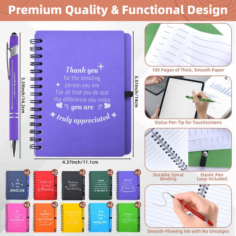 Bermoge 40 Pcs/20 Sets Employee Appreciation Gifts Bulk, Inspirational Notebooks with Motivational Pens for Staff, Thank You Gifts for Coworkers, Teachers,Team, Nurse, DSP, Office, School, Christmas - Image 2