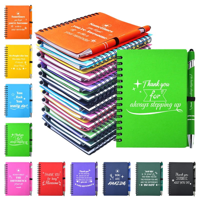 Bermoge 40 Pcs/20 Sets Employee Appreciation Gifts Bulk, Inspirational Notebooks with Motivational Pens for Staff, Thank You Gifts for Coworkers, Teachers,Team, Nurse, DSP, Office, School, Christmas - Image 1