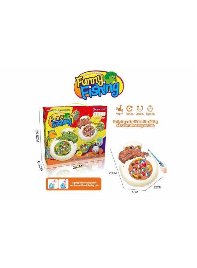 Dinosaur Fishing Plate Children Boy Baby Magnetic Rod Set Educational Early Education Exercise Reaction Toy-Color:【Sealed English Color Box】 Plate-Curry 48 Boxes - Image 1
