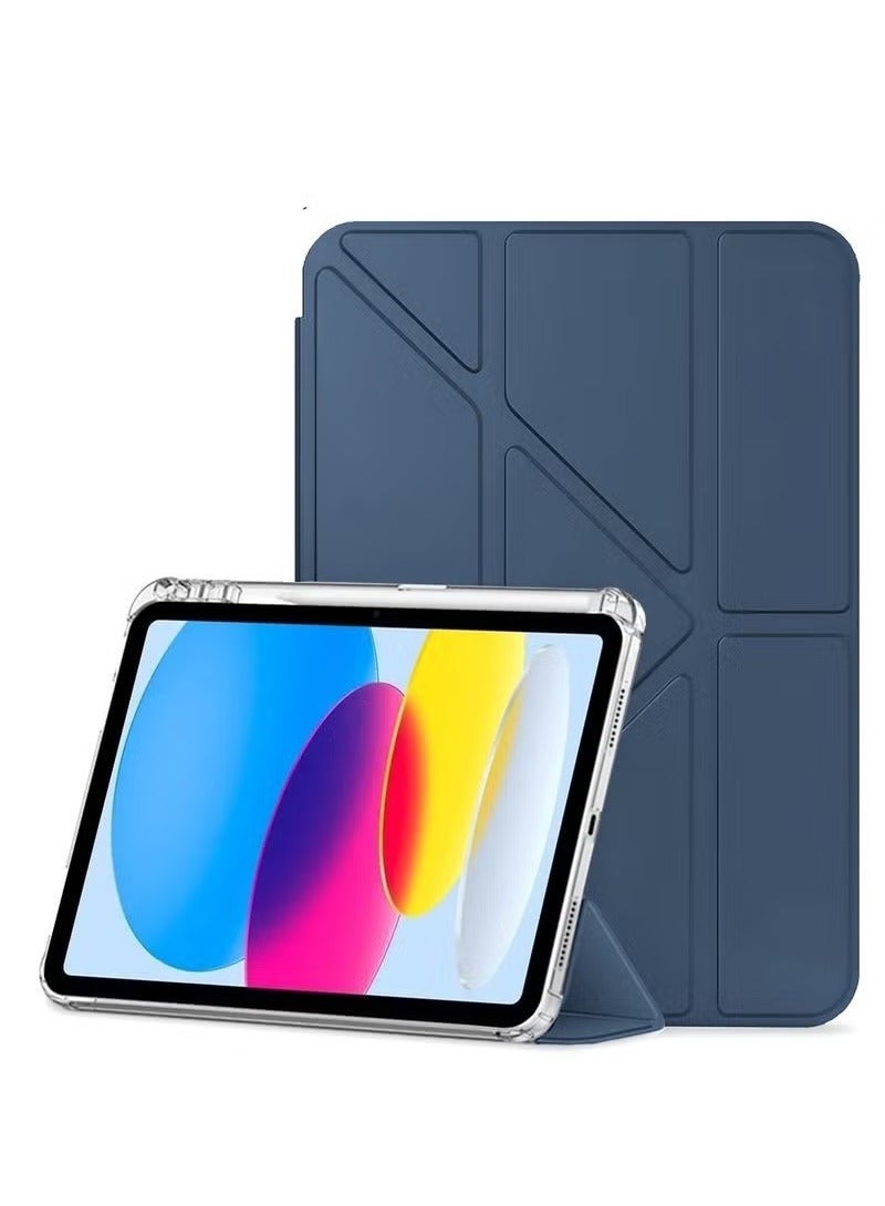 Apple iPad 2025 (11th Generation) A16 10.9 inch Symmetry 360 Smart Folio Series Case – Auto Awake/Auto Sleep, Leather Texture with Transparent Back & Pen Holder, All-Round Protection, Slim, Stylish – Storm Blue