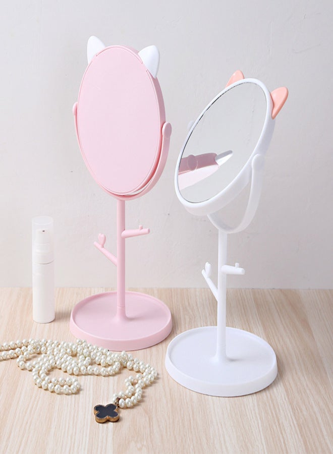 HD rotating mirror makeup mirror portable desktop cute desktop princess mirror student dormitory simple dressing mirror White - Image 4