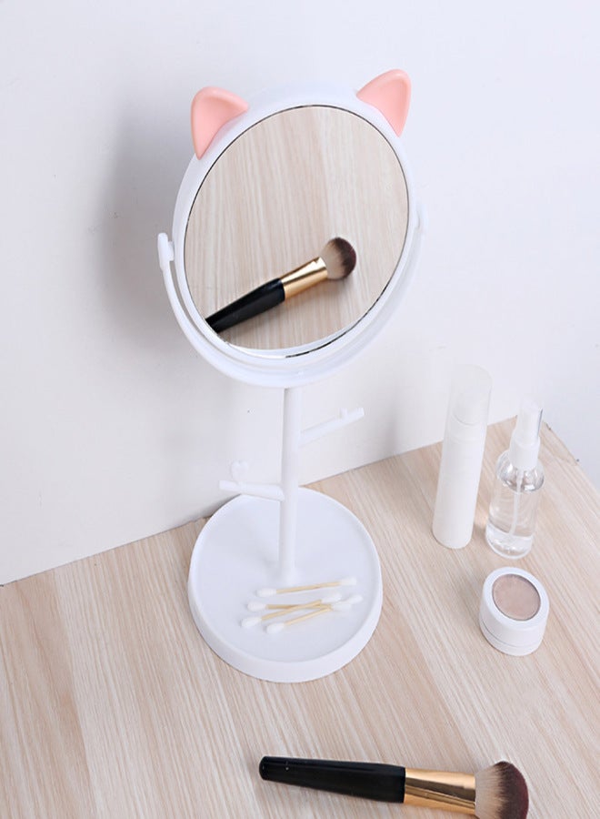 HD rotating mirror makeup mirror portable desktop cute desktop princess mirror student dormitory simple dressing mirror White - Image 5