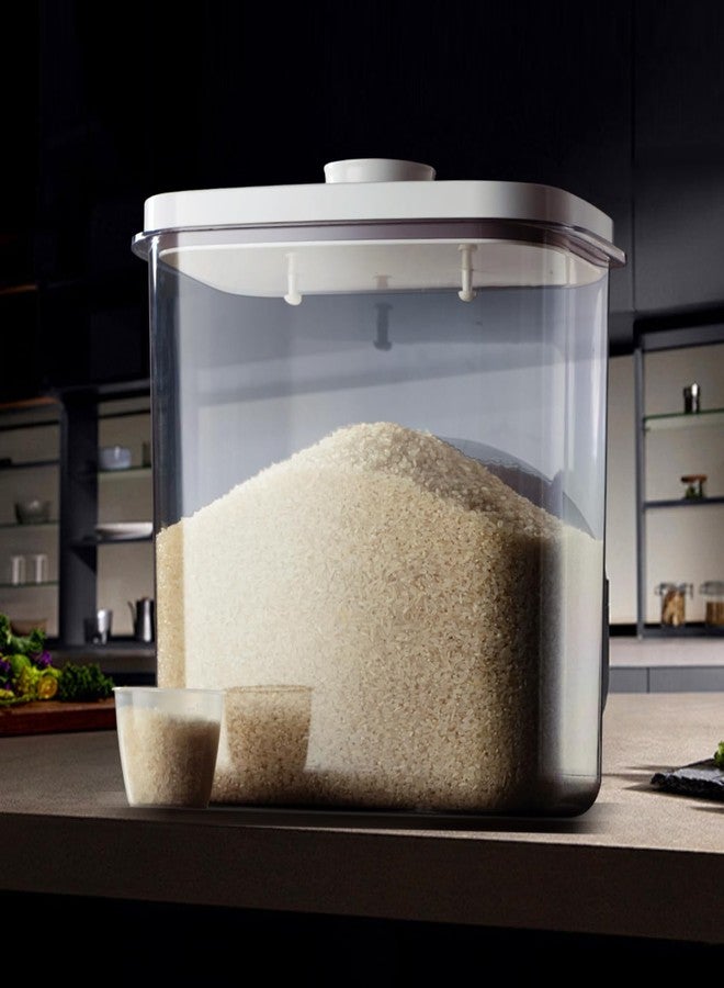 LivLab Rice Container - 25 Lbs/12KG/12L Rice Dispenser Storage with Measuring Cup Food Cereal Container Bins Pet Food Container Household for Kitchen Pantry Organization,White - Image 1