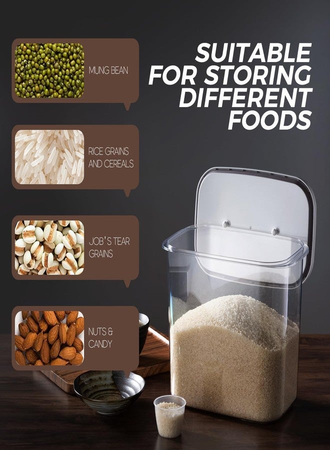 LivLab Rice Container - 25 Lbs/12KG/12L Rice Dispenser Storage with Measuring Cup Food Cereal Container Bins Pet Food Container Household for Kitchen Pantry Organization,White - Image 2