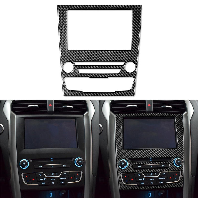 PJFUS Real Bright Soft Carbon Fiber Car Dash Central Navigation Screen Control Panel Sticker Compatible with Ford MondeoFusion 2013 2014 2015 2016 2017 2018 2019 Auto Interior Accessories Black