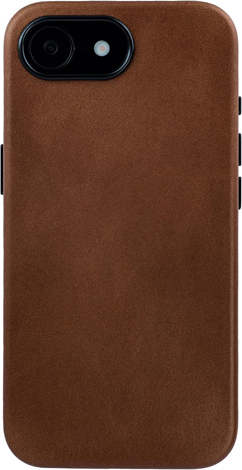 Dockem Genuine Leather Case for iPhone 16e Compatible with MagSafe - Smooth Topgrain Leather (MSGL, Brown) - Image 4