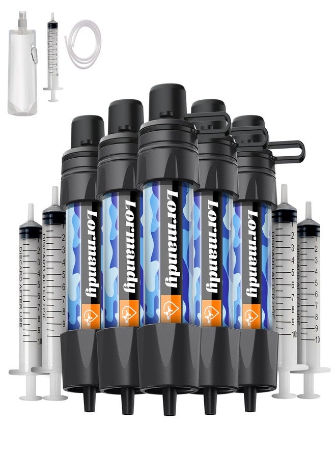Lormandy Water Filter Straws - Personal Emergency Water Filtration System, Portable Water Purifier Straw - Outdoor Survival Gear for Hiking Biking Travel, Camping Accessories and Emergency Preparedness (5pcs) - Image 1