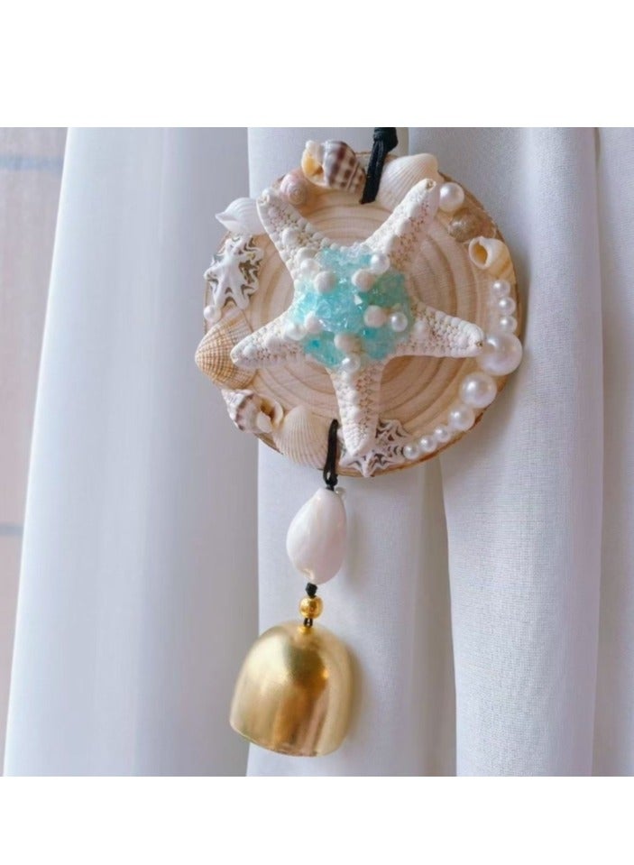 الواحة-TH جرس الرياح على شكل صدفة بحرية طبيعية على شكل نجمة البحر لتزيين المنزل والستائر والأبواب