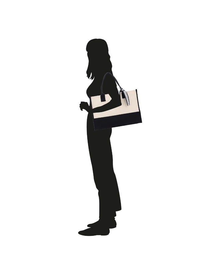 VANESSA ROSELLA Premium Quality Personalized Gift Monogram Initial 100% Cotton Two Tone Chic Tote Bag with Customize Option - Black, K, L - Image 5