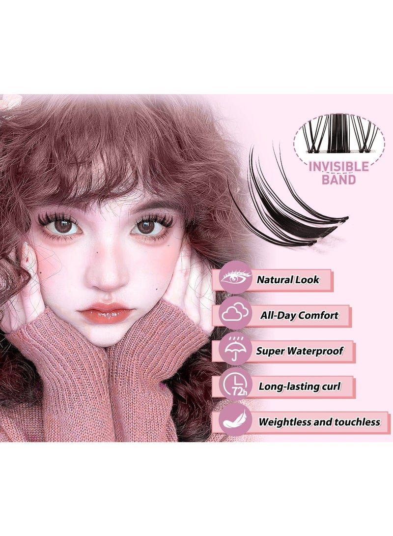 Noorly Fairy Lash Clusters 120Pcs D Curl Manga Lash Extensions with Invisible Band, Wispy Natural Waterproof DIY Eyelash Extension Kit for Home Use - Image 4