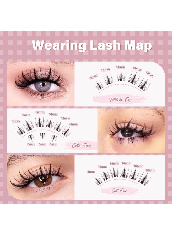 Noorly Fairy Lash Clusters 120Pcs D Curl Manga Lash Extensions with Invisible Band, Wispy Natural Waterproof DIY Eyelash Extension Kit for Home Use - Image 5