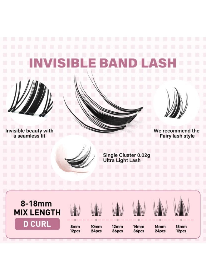 Noorly Fairy Lash Clusters 120Pcs D Curl Manga Lash Extensions with Invisible Band, Wispy Natural Waterproof DIY Eyelash Extension Kit for Home Use - Image 3