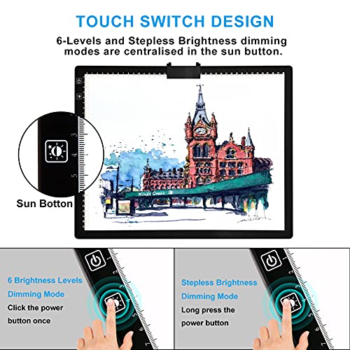 TOHETO A3 Light Pad, Rechargeable Light Board for Diamond Painting, Tracing Light Box with Stand and Clip, Light Table Lightbox for Tracing, Drawing - Image 5