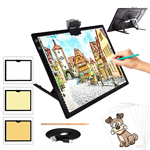 TOHETO A3 Light Pad, Rechargeable Light Board for Diamond Painting, Tracing Light Box with Stand and Clip, Light Table Lightbox for Tracing, Drawing - Image 1
